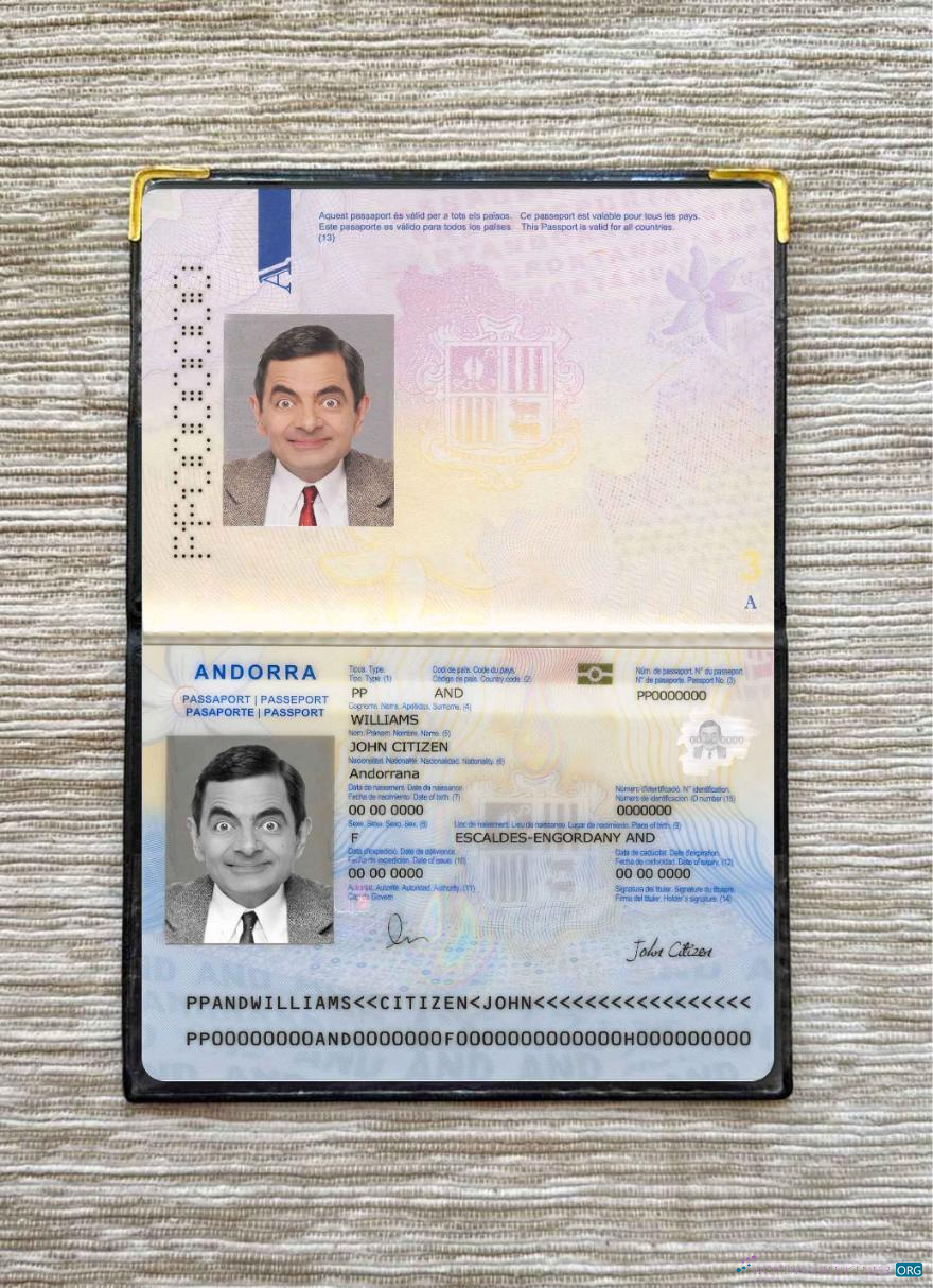 Download Andorra passport photo look Photoshop template